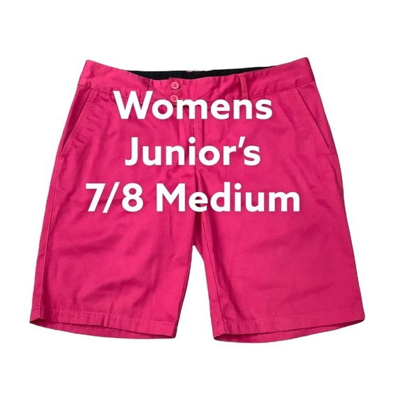 Women's Junior's North Face 7 8 M Medium Shorts Chino Khakis Pink Bermuda Twill - Picture 4 of 9
